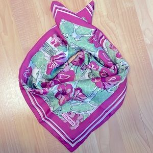 Coach signature floral print 100% silk scarf
